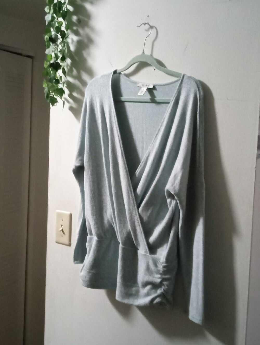 White House Black Market Light Blue Wrap-Front V-Neck Sweater
